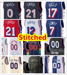 Genähtes Basketballtrikot Joel Embiid Tyrese Maxey Kelly Oubre Jr. Cameron Payne Tobias Harris Buddy Hield Kyle Lowry Paul Reed De'Anthony Melton Mo Bamba Council