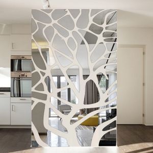 Removable 3d diy mirror wall stickers tree bedroom living room decoration TV background wall decor acrylic stickers mirror paste T320I