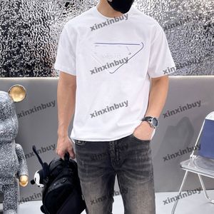 Xinxinbuy Men designer tee t shirt 2024 Emboss Letter Printing Short Sleeve Cotton Women Gray Black White M-3XL