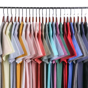 New Mens 230g 짧은 슬리브 티셔츠 및 여성 트렌디 브랜드 순수면 화이트 티셔츠 여름베이스 셔츠 단색