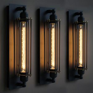 Loft americano vintage industrial ferro forjado arandela led preto retro bar café corredor luzes de parede 251o