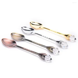 Coffee Scoops 1PC Long Handled Stainless Steel Dessert Ice Cream Tea Spoon Cute Diamond Shapes Flatware Sets Mini Honey Dipper Mixer