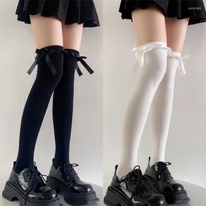 Women Socks Womens Bow Knee High Soft Cotton Stockings Bowknot Girls Long Tube Drop