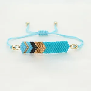 Link pulseiras miyuki contas de arroz são tecidos à mão estilo étnico seta azul geométrica frisada pulseira casal modelo feminino