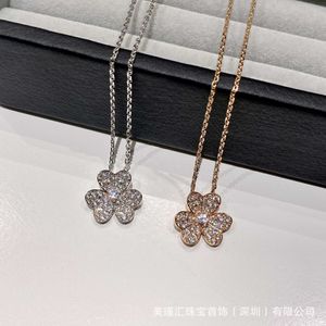 V Necklace V Gold Plated 18k Platinum Large Medium and Small Full Diamond Flower Collar Chain with Three Flowers and Three Leaves Necklace for Women2233
