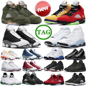 5s men 5 Olive 13s Баскетбольные кроссовки Blue Grey Flint Wolf Grey Playoffs Midnight Navy What The mens Sports Trainer