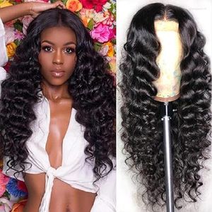 Hair Clips Deep Wave Lace Wigs Loose Front For Black Women Human Wavy HD Brazilian Glueless