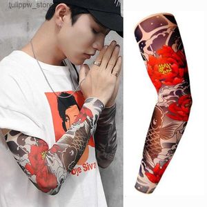 Schutzhüllen 3D-Druck Fake Tattoo Ärmel Männer Frauen Sommer UV Sonnenschutz Cool Radfahren Ärmel Arm Beinlinge L240312