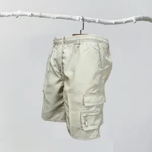 Men's Shorts Men Mid-rise Drawstring Cargo with Multi Zipper Pockets Solid Color Camouflage for Daily