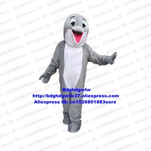 Trajes de mascote cinza golfinho toninha mar porco delphinids baleia cetáceo mascote traje personagem de desenho animado cerimônia de casamento vestido ao vivo zx501