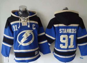 Пользовательские мужчины Женщины молодежь Tampa''bay''liching''91 Stamkos Blue Hoode Jerseys Hockey Hockeies Jerseys настройка номера имени