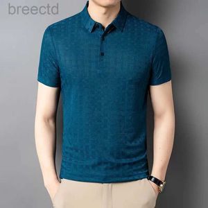 Men's Polos Business Casual Short Sleeve Plaid Polo Shirts Korean Clothing Summer New Fashion Vintage Smooth Basic ldd240312