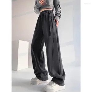 Pantaloni da donna Pantaloni invernali foderati in pile caldo Pantaloni sportivi con coulisse con tasca Gamba larga dritta Lunga spazzolata Donna Y2k Abbigliamento Lounge