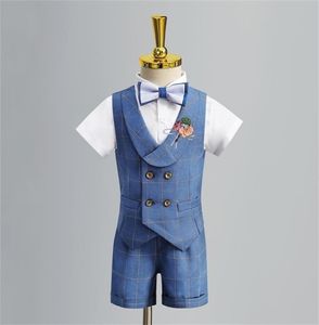 Crianças formal colete terno conjunto menino verão casamento do bebê primeiro aniversário piano desempenho traje crianças colete shorts roupas 29910914