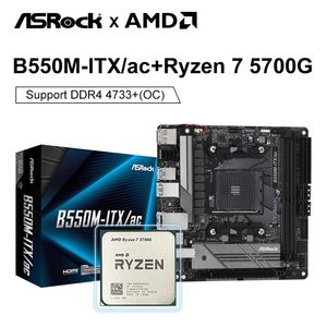 AMD RYZEN 7 5700G R7 5700G + ASROCK 새로운 B550M 마더 보드 세트 키트 Ryzen 프로세서 B550M ITXAC MINI-ITX DDR4 64G PLAPA MAE B550