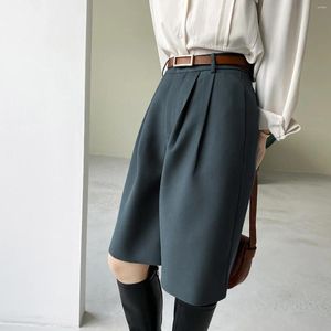 Damenhosen Frauen Hohe Taille Gerade Hosen Kurzer Frühling Herbst Koreanischer Stil Lose Lässige Schwarz Grün Niedliche Streetwear Bürokleidung