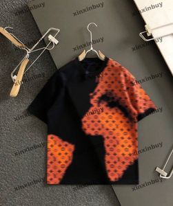 xinxinbuy Men designer Tee t shirt 2024 map Gradient letter printing short sleeve cotton women gray black white red S-3XL