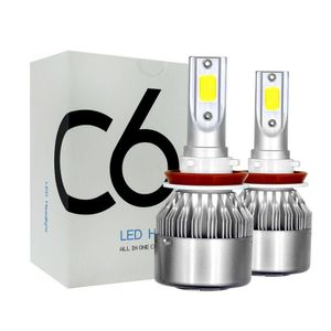 カーヘッドライトC6 LED 72W 7600LM COB HEADLAMP BBS H1 H3 H4 H7 H11 880 9004 9005 9006 9007スタイリングライトドロップ配信自動車Motne1