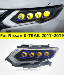 Faróis de cristal led completos para nissan X-TRAIL 20 17-20 19 drl luz diurna lâmpada de cabeça de sinal dinâmico accembly