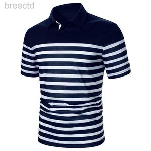 Men's Polos Short Sleeve Polo Shirt Two-Color Splicing And Stripe Design Streetwear Casual Fashion Polo Shirt ldd240312