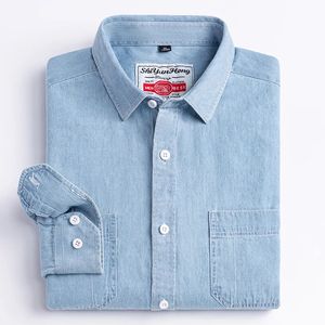 2023 Denim Pocket Design Shirt Classic 100 Cotton Longsleeve Fashion Embroider Bekväma kläder 240312