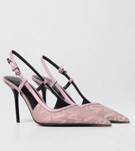 العلامة التجارية الفاخرة Medus95 مدببة إصبع القدم Slingbacks Fabric Jacquard Sandals Shoes Lady Stiletto Heels Barty Wedding EU35-43