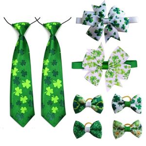 Hundkläder St Patrick's Pet levererar White Green Hiar Bows Bow Tie Slips Små hår Accessores Bowties Stora Ties255s