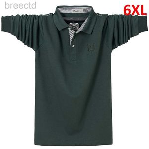 Męskie koszule polo z rękawami polo polo koszula wiosenne Polo Plus 6xl moda swobodna solidna bawełniana polo czarna zielona granatowa ldd240312