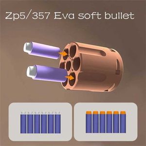 Gun Toys Toy gun for soft bullets small moon revolver ZP5 EVA with round head elite kids to play with partner accessories Hobby 240307