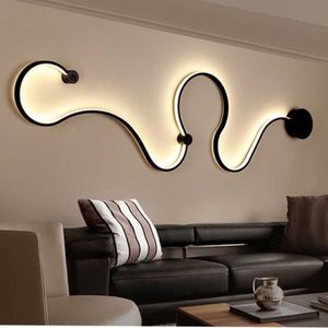 Lâmpada de parede moderna criativa curva acrílica luz nórdica led cobra arandela para casa el decorações luminária2866
