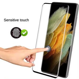 Samsung S24 S23 S22 S21 Ultra S10 5G sertlik kenarı tutkal parmak izi çalışması tam kapsama ekranı koruyucu