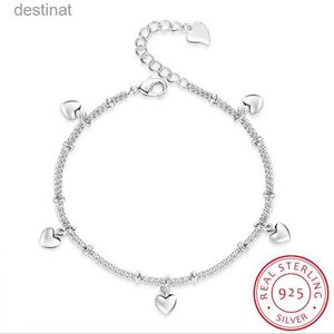 Pärlstav 925 sterling silver armband för kvinnor fem kärlek hjärta charm silver kedja armband pulseira gåva bröllop lycklig fin smycken24213