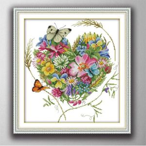 butterflies love flowers Handmade Cross Stitch Craft Tools Embroidery Needlework sets counted print on canvas DMC 14CT 11CT3159