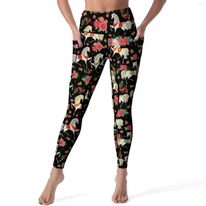 Leggings da donna Cavallo floreale Amante degli animali Cavalli Cool Divertente Allenamento Pantaloni da yoga Leggins a vita alta Design elastico