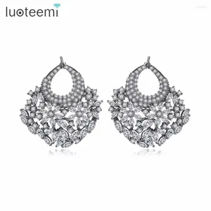 Stud Earrings LUOTEEMI Bridal Arrival Geometric CZ For Women Fashion Ear Jewelry Brincos Boucle D'oreille Wholesale Price