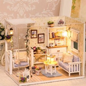 Doll House Furniture Diy Miniature 3D Wooden Miniaturas Dollhouse Toys for Children Birthday Gifts Casa Kitten Diary T200116199Y