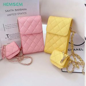 Marca crossbody bolsa caviar couro celular saco cosmético cartão carteira bolsa mini fone de ouvido caso 2 em 1 pode combinado separado 240306