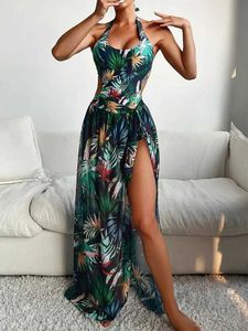 Swim wear 2024 Tropical Cut Out Lace One Piece Print With Skirt For Beach Swimsuit Bikini Swimsuit For Women Biquini Swimsuit aquatic sports 240311