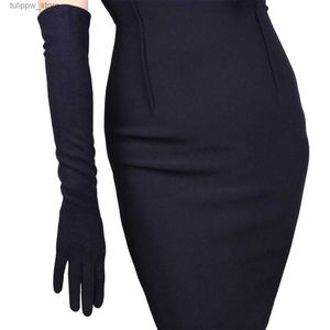 الأكمام الواقية Dooway Women Cashmere Wool Wool Gloves Arm Long Winter Dark Sleeves Merino Hepburn Black Tech Warm Evening Gloves Long Finger L240312