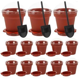 Tek kullanımlık fincan pipetler 25 set kapaklarla ekici kek kek kağıdı kağıt yenilik plastik tatlı flowerpot