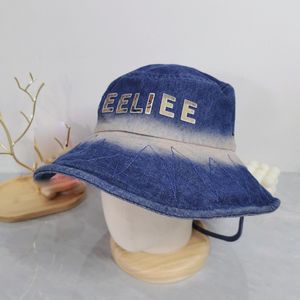 Designer-Sommer-Eimerhüte, Designer-Denim-Damenkappen, Street Washed Vintage-Männerhüte mit breiter Krempe