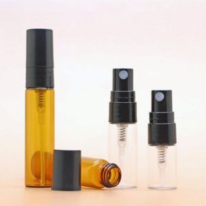 5ml 3ml 2ml Refillable Bottle Mini Empty Glass Vial Spray Perfume Atomizer Bottles Amber Clear With Black Pump Rwriq Jaavo