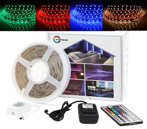 Luz de tira led 5m 44 teclas ir remoto rgb smd 2835 5050 300leds 12v à prova dwaterproof água flexível kit mudança de cor para casa quarto kitche1028755