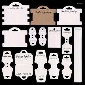 Jewelry Pouches 50pcs Display Cards For Necklace Bracelet Earrings Ear Studs Cardboard Package Hair Clips White Craft Hang Tag Card