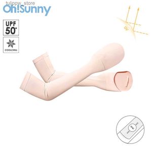 保護スリーブOhsunny Long Sleeves Gloves 2024 New Outdoor Summer Anti-UV UPF50+ Sun Protection Coolchill Fabric ArmカバーL240312