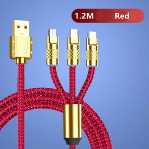 Новый дизайн 3 в 1 Кабель USB C для быстрой зарядки 200 Вт Светодиодный кабель для быстрой зарядки Кабель USB Type C для зарядного устройства для телефона для Samsung S24 Xiaomi Huawei