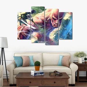 4 pz set Senza Cornice Attacco su Titano Lotta Gigante Anime Poster Stampa su tela Immagine di arte della parete per la casa e soggiorno Decor257P