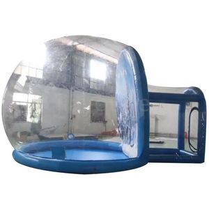 wholesale Cupola da 4 m + Tunnel da 1,5 m Tenda a bolle personalizzata Globo di neve gonfiabile Grande globo di neve di Natale Cabina fotografica natalizia casa a cupola