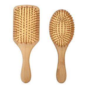 Trämassage hårborste hårborste paddelkam lätt för våt eller torr användning flexibla borst alla hårtyper lång tjocka lockiga