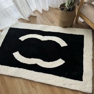 Designer black white carpet French classic logo rectangular carpet bedside carpet anti fouling home decoration carpet imitation cashmere carpet Floor mat